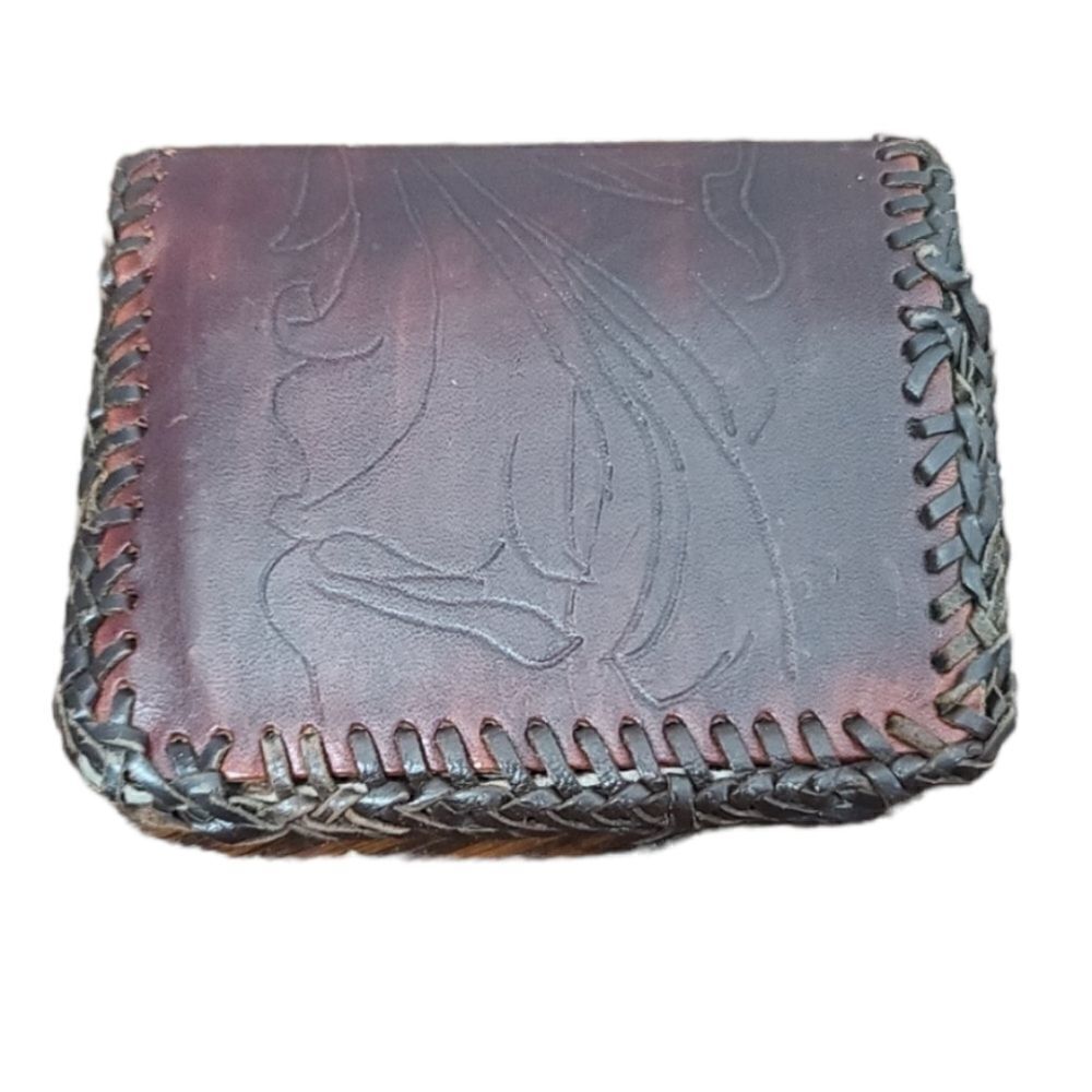 Vintage Brown Tooled Leather Wallet